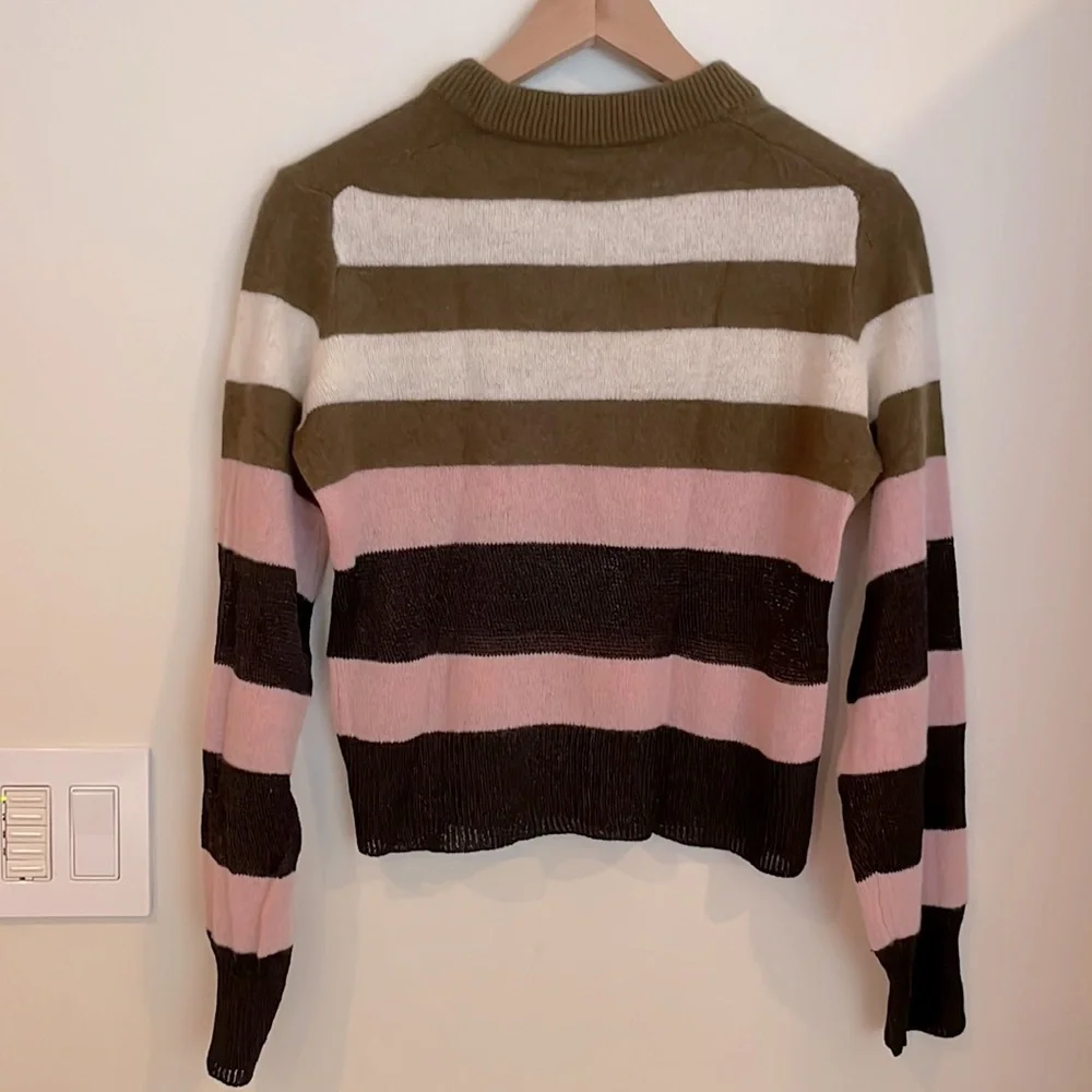 RAG & BONE “Annika” Multi-Striped, Cashmere Blend Crew-Neck Sweater - Picture 3 of 5